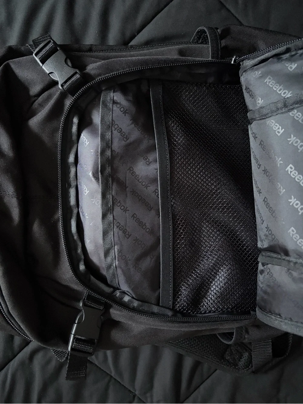 Reebok Black Bungee Front Pocket Backpack